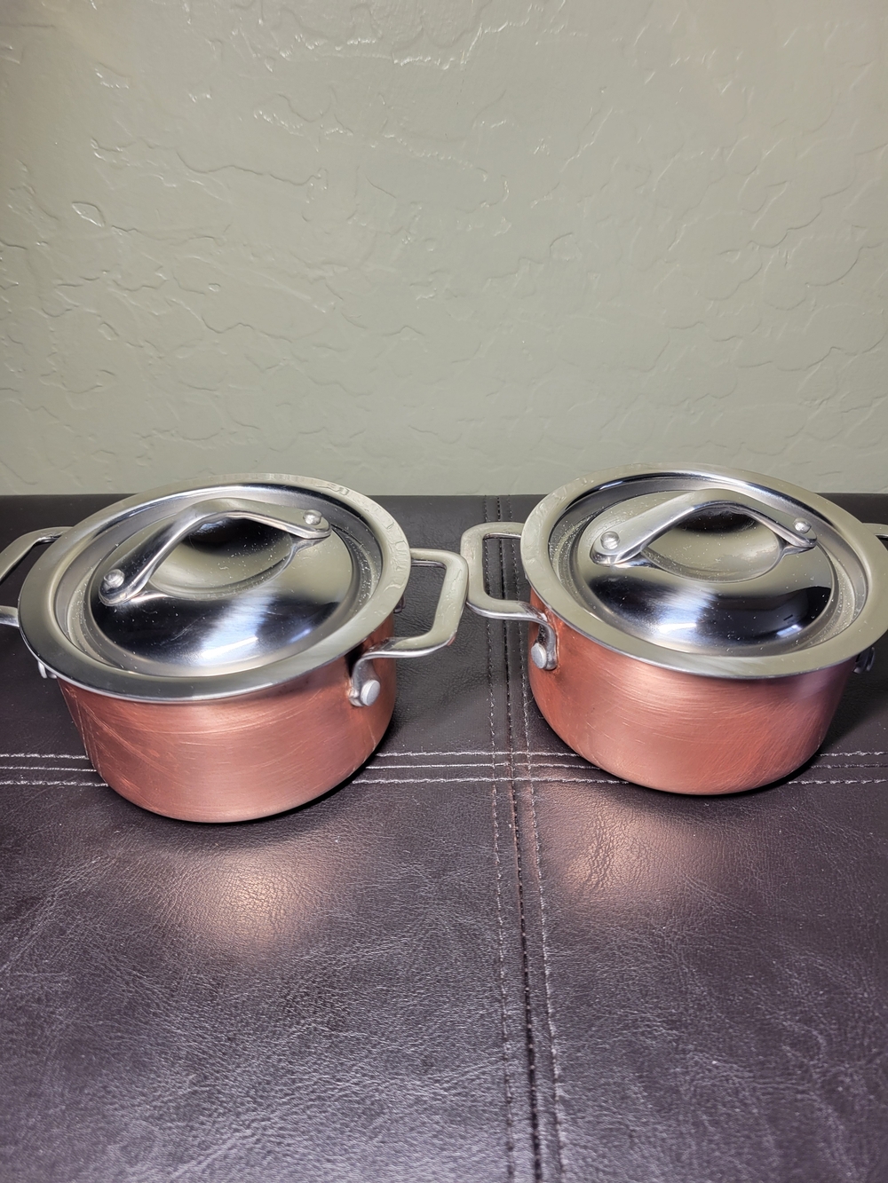 Copper Mini 4 Inches Cocottes With Stainless Steel Lids Collectible Cookware